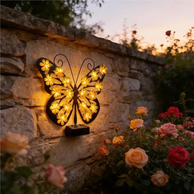 Lampa solara Butterfly, decoratiune metalica cu LED uri
