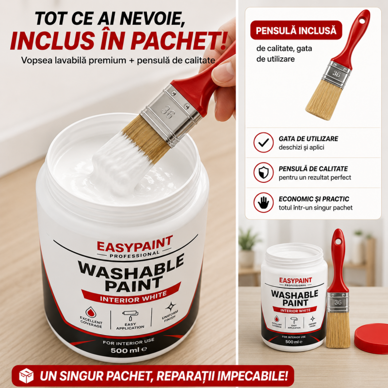 Vopsea lavabila 500 ml, pensula aplicare
