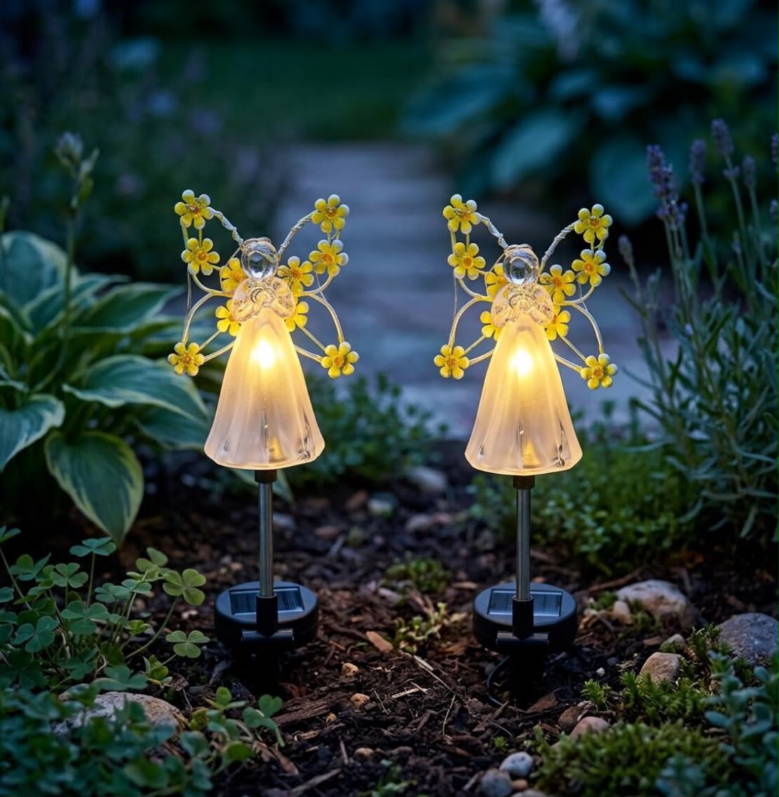 Lampa solara decorativa ingeras, rezistenta la intemperii