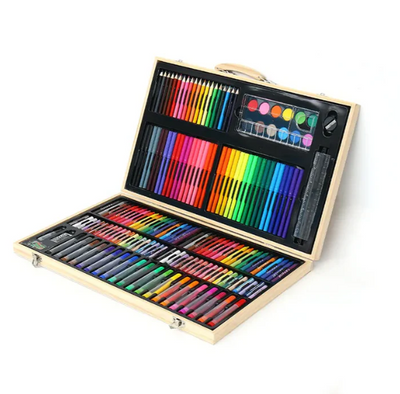 Set Complet de Desen pentru Copii, 180 Piese cu Creioane, Pasteluri și Accesorii