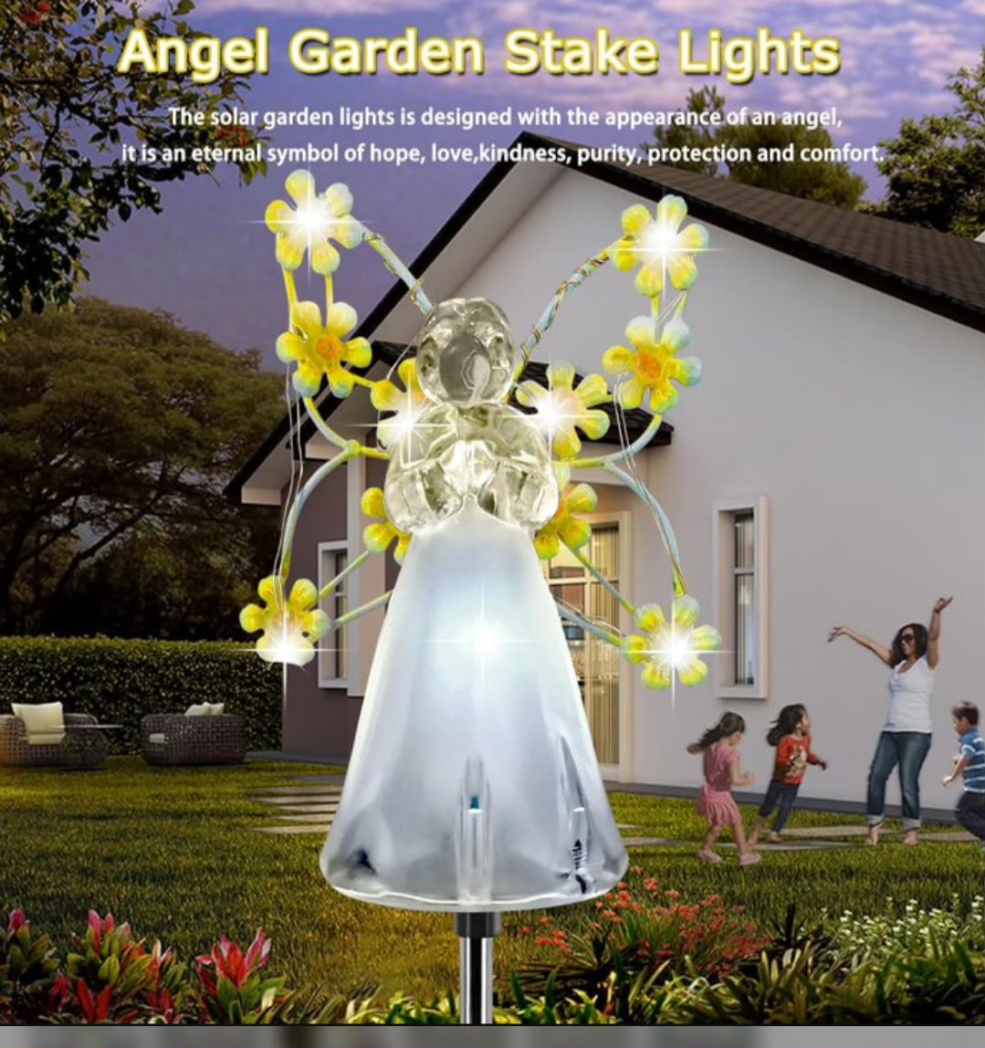Lampa solara decorativa ingeras, rezistenta la intemperii