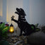 Set 2 Decoratiuni Solare de Gradina, Model Catelus cu Felinar LED si Fluture, din Metal
