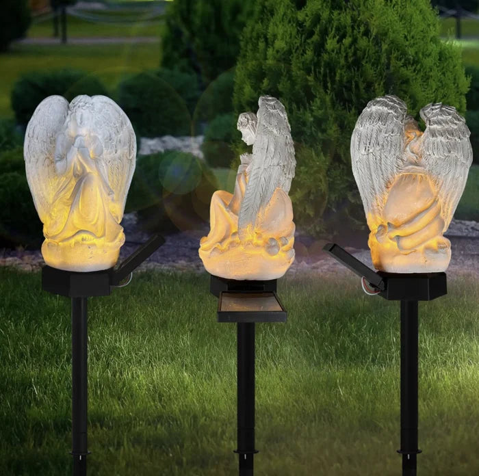 Set 2 Lampi Solare Decorative Inger cu LED 45cm Iluminare Automata IP44
