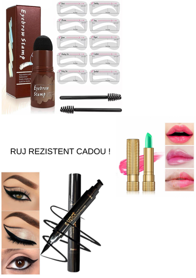 Set cadou : kit sprancene + eyeliner stampila, CADOU RUJ REZISTENT