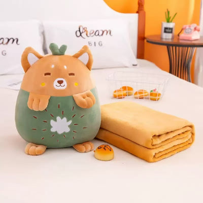 Jucarie plus tip perna vulpita cu paturica catifelata, kiwi