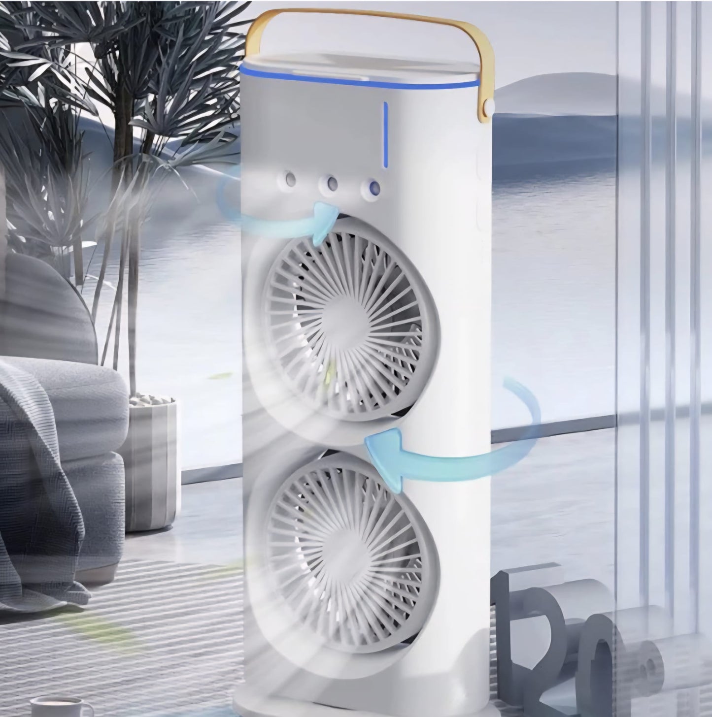 Ventilator portabil dublu cu umidificare prin pulverizare