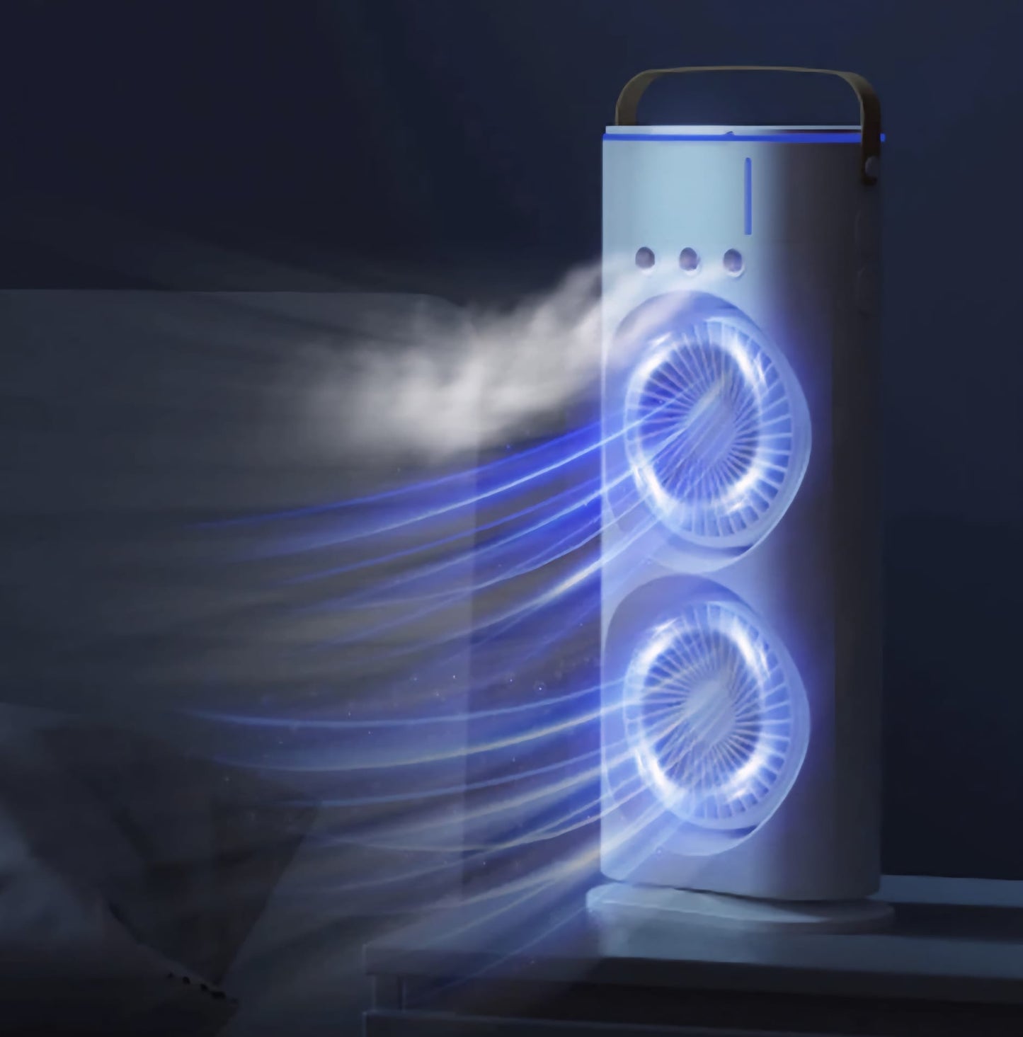 Ventilator portabil dublu cu umidificare prin pulverizare