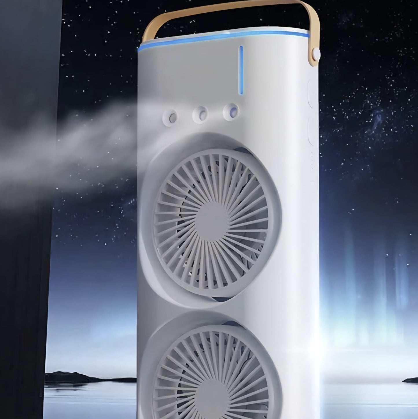 Ventilator portabil dublu cu umidificare prin pulverizare