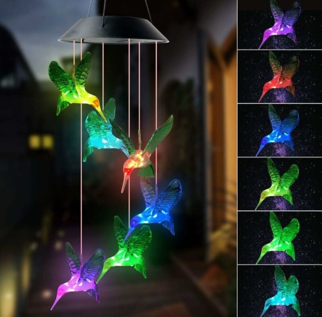 Decoratiune solara cu joc de lumini, 6 colibri LED