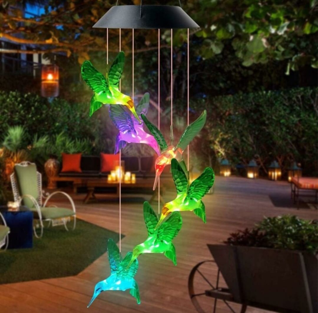 Decoratiune solara cu joc de lumini, 6 colibri LED