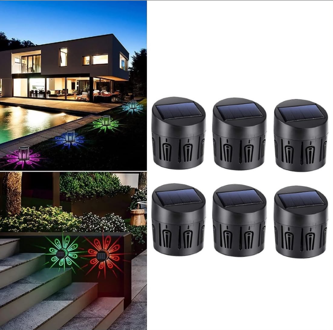 Set 6 lampi solare, LED RGB