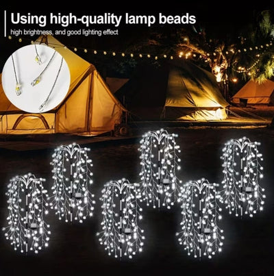 Set 2 x lampa solara tip salcie, 120 LED, alb rece