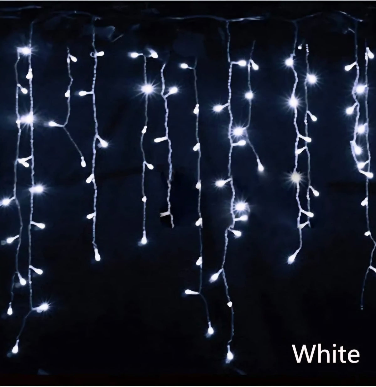 Instalatie 12 metri, ALB CALD, 300 LED-uri tip turturi, franjuri, Craciun