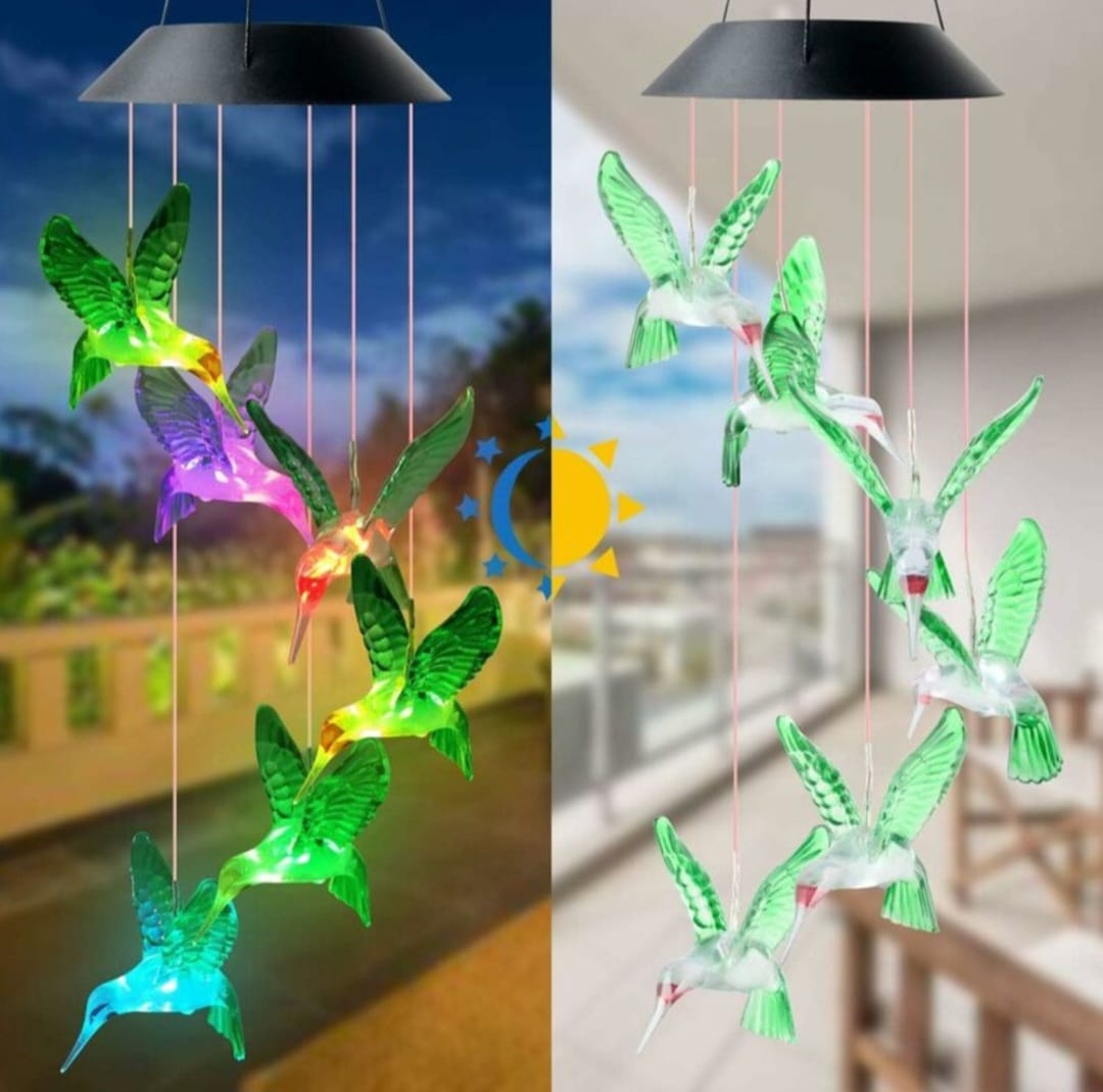 Decoratiune solara cu joc de lumini, 6 colibri LED