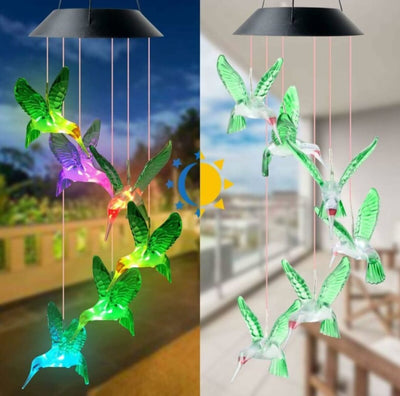 Decoratiune solara cu joc de lumini, 6 colibri LED