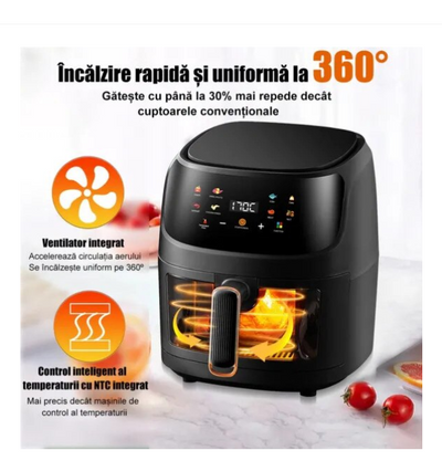 Air Fryer cu afisaj digital LCD Touch Control 2400W 8L
