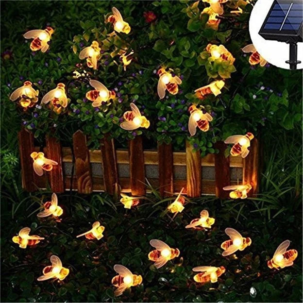 Set 2 x Instalatie solara cu 30 albinute LED, alb cald