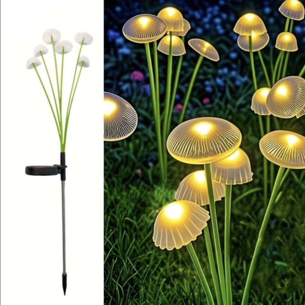 Set 2 x lampa solara 6 LED Jellyfish, Alb cald