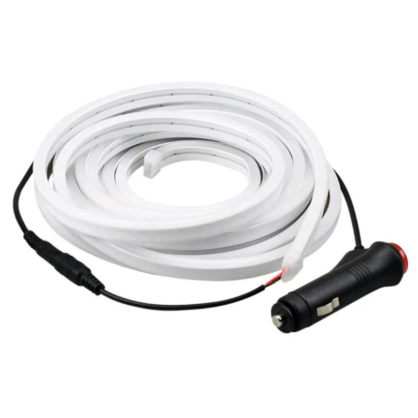 Bandă LED Portbagaj Auto 5m cu Senzor Magnetic, 12V Conectare Brichetă, 6000K Alb Rece,