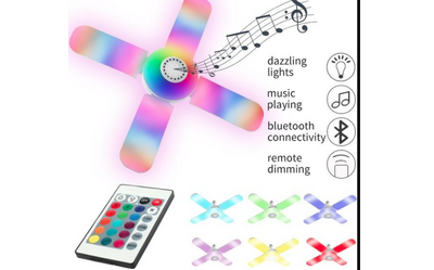 Bec 4 brate cu lumina multicolora cu functie muzicala prin bluetooth telecomanda inclusa