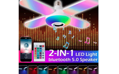 Bec 4 brate cu lumina multicolora cu functie muzicala prin bluetooth telecomanda inclusa