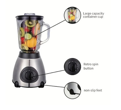 Blender multifunctional 2in1,1200W, 1.5L, 5 viteze, negru/argintiu