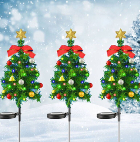 Set 2 x Lampa solara LED de Craciun, brad impodobit 68 cm