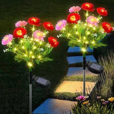Set 2 x Lampa solara Bujori Roz 60 cm, iluminat ambiental gradina