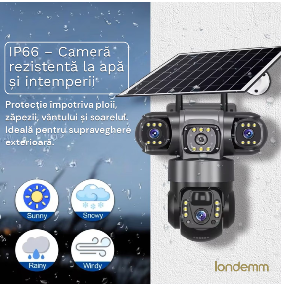 Camera De Supraveghere Video Tripla Cu Panou Solar Si Cartela SIM 4G