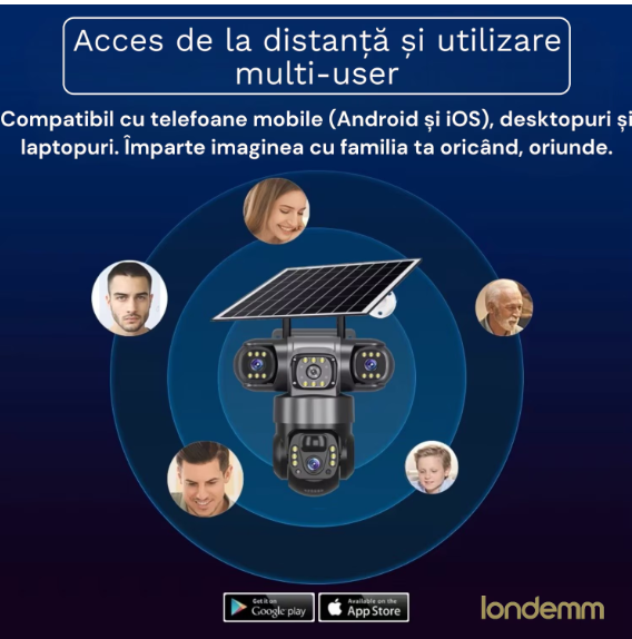Camera De Supraveghere Video Tripla Cu Panou Solar Si Cartela SIM 4G