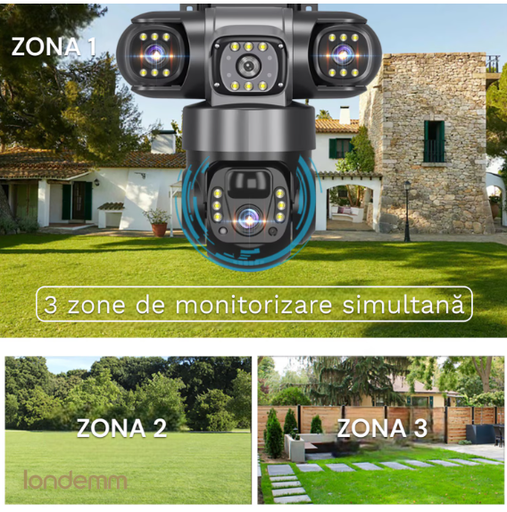 Camera De Supraveghere Video Tripla Cu Panou Solar Si Cartela SIM 4G