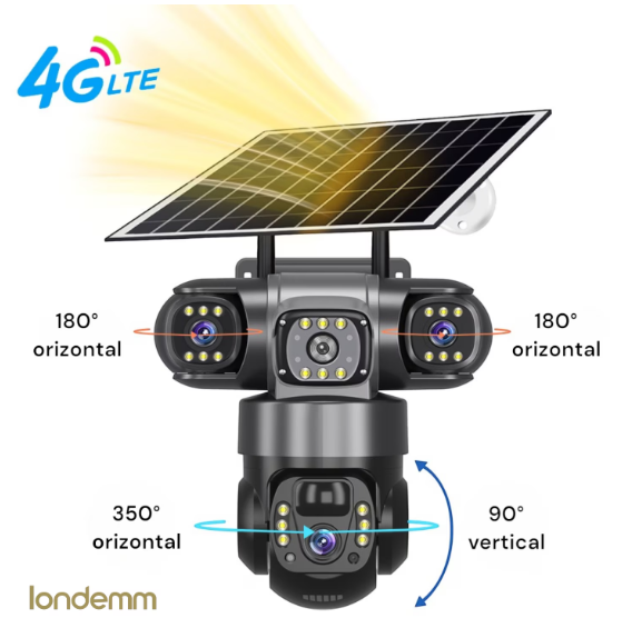 Camera De Supraveghere Video Tripla Cu Panou Solar Si Cartela SIM 4G