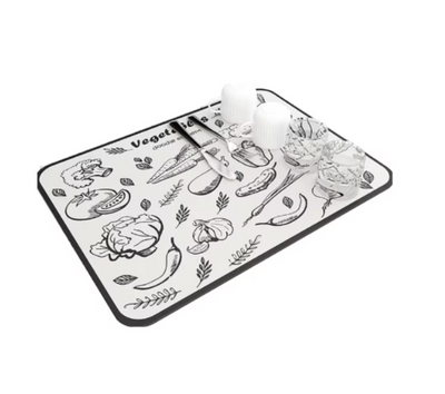 Set 2 x Covoras absorbant pentru bucatarie, anti alunecare, uscare rapida, 30x40 cm, alb