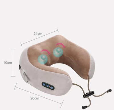 Perna de masaj electrica in forma de U, suport cervical, terapie magnetica, 26 cm, Memory Foam