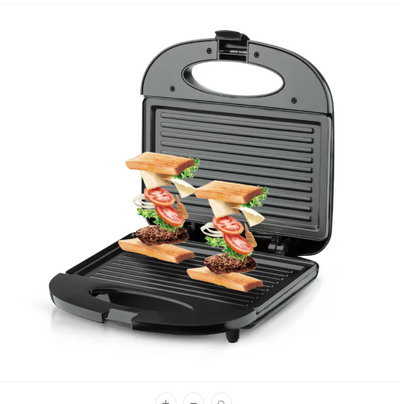 Sandwich maker tip grill, Zola, 750W, placi antiaderente, indicator luminos, incalzire pe ambele parti, 220/240, negru