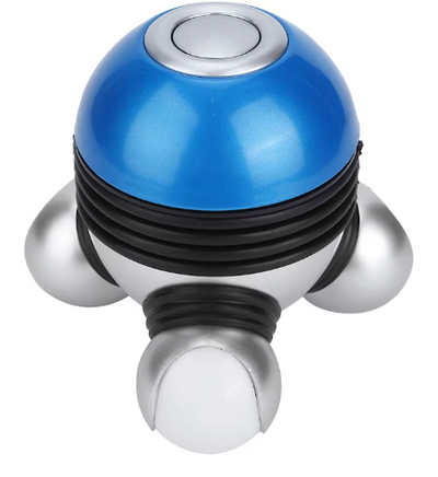 Mini aparat de masaj, Portabil, Vibratii, Silentios, LED, 10,5x10x9,6cm, Albastru