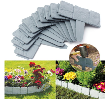 Set 10 x Bordura din plastic cu aspect de piatra