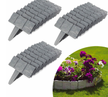 Set 10 x Bordura din plastic cu aspect de piatra