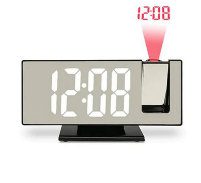 Ceas De Masa Tip Oglinda, Ecran LED Cu Proiectie 3D, Afisare Temperatura, Alarma