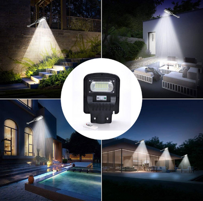 Lampa Solara Stradala, Control de la Distanta cu Telecomanda, Panoul Solar, 50W, 48 LED-uri, Negru