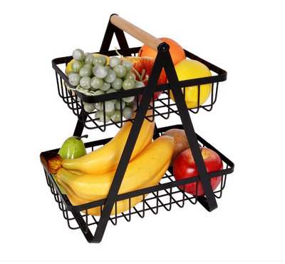 Cos pentru fructe. Vilde. cos metalic pentru fructe si legume cu 2 etaje cos metalic cu 2 etaje loft negru 27x17