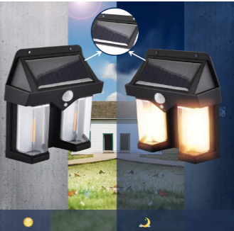 Set 2 x Lampa solara de perete cu senzor de miscare