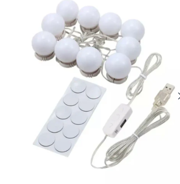 Set 10 lumini pentru oglinda, Zola®, 9 nivele de reglare, auto-adezive, plastic, 1,6W, albe