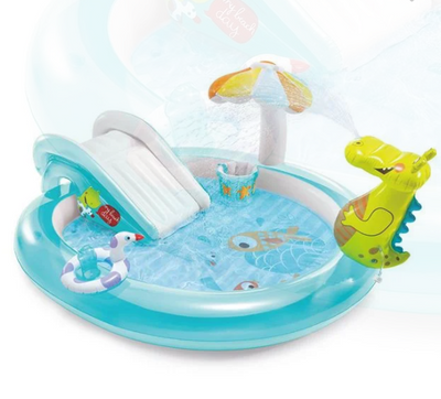 Piscina cu Model Crocodil & Tobogan pentru Copii 2.01x1.70x0.84m - Intex