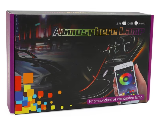 Kit Lumini ambientale RGB auto profesionale 18 in 1 Fir flexibil, ambient placut, Aplicatie, Bluetooth