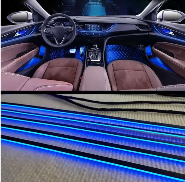 Kit Lumini ambientale RGB auto profesionale 18 in 1 Fir flexibil, ambient placut, Aplicatie, Bluetooth
