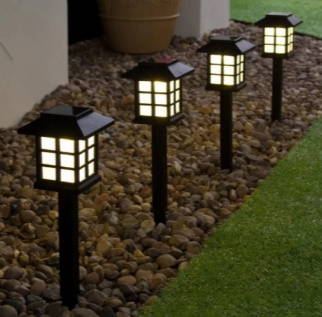 Set 4 x lampa solara felinar LED 40 cm, Alb cald