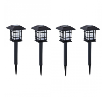 Set 4 x lampa solara felinar LED 40 cm, Alb cald