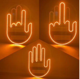 Semn LED Auto cu Telecomanda, Design Mana, 4 Moduri
