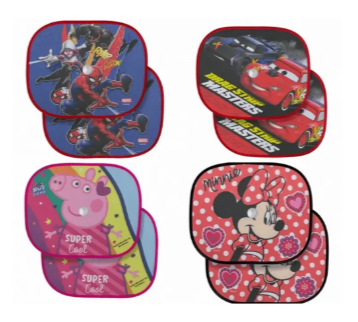 Set 2 parasolare cu ventuze pentru geamuri laterale auto, 44x35 cm